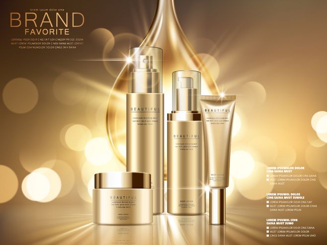 金色華彩 海外高端化妝品護(hù)膚品的奢華海報藝術(shù)